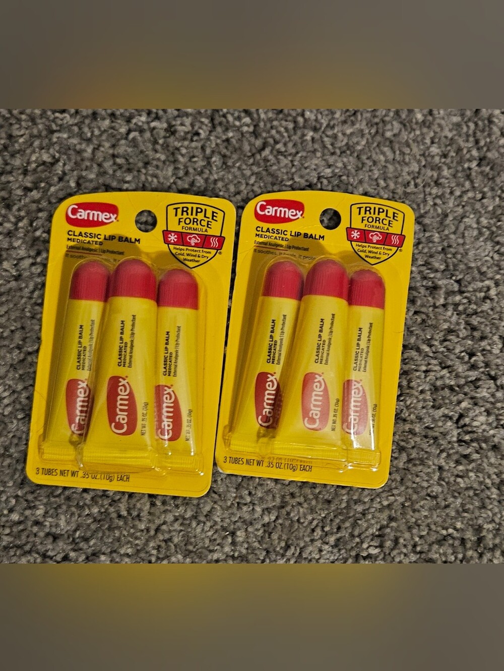 Classic Lip Balm 3-Pack – Yellow with Red Cap
